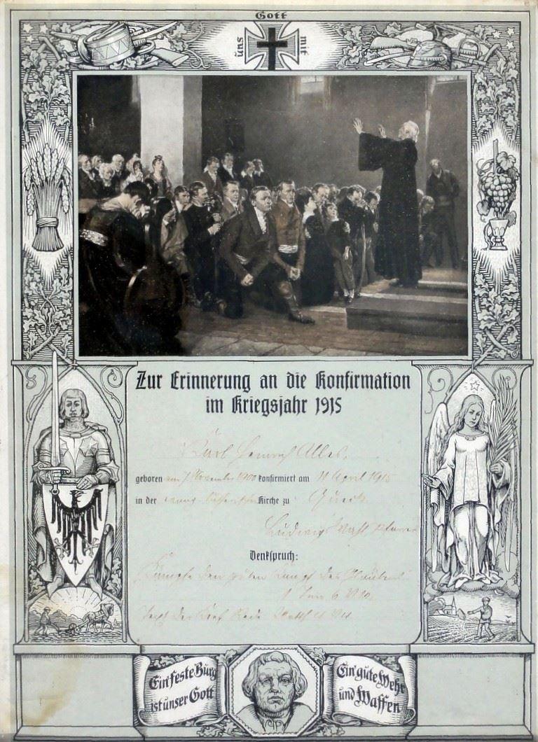 Konfirmationsurkunde 1915